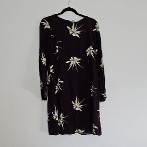 H&M Dark Purple Dress with Cream Floral Print